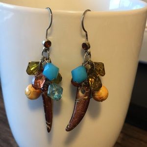Multicolor beaded dangle earrings